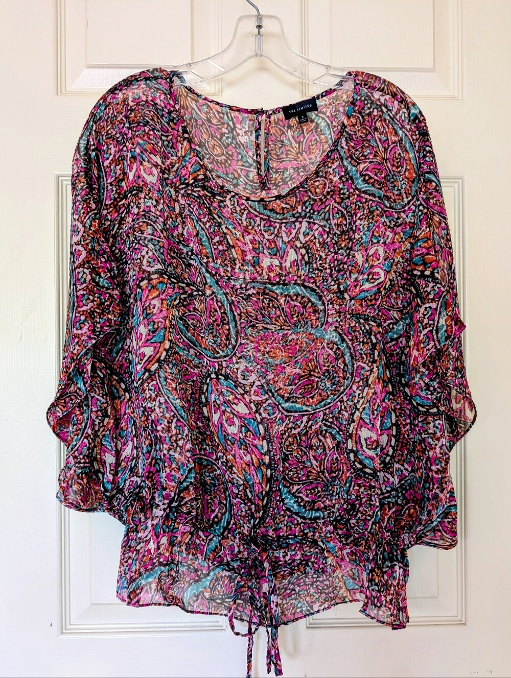 NWOT. The Limited Pink And Green Multi-Print Paisley Sheer Blouse.